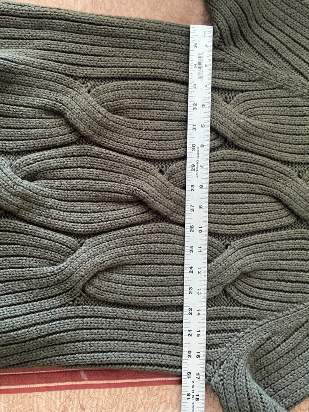 KF/KaufmanFranco Collective Olive Cable Knit Sweater Size Large High Low Wool - Picture 7 of 8